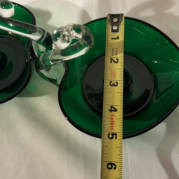 2 Vintage Duncan Miller Emerald Green Candle Holders - Picture 6 of 8